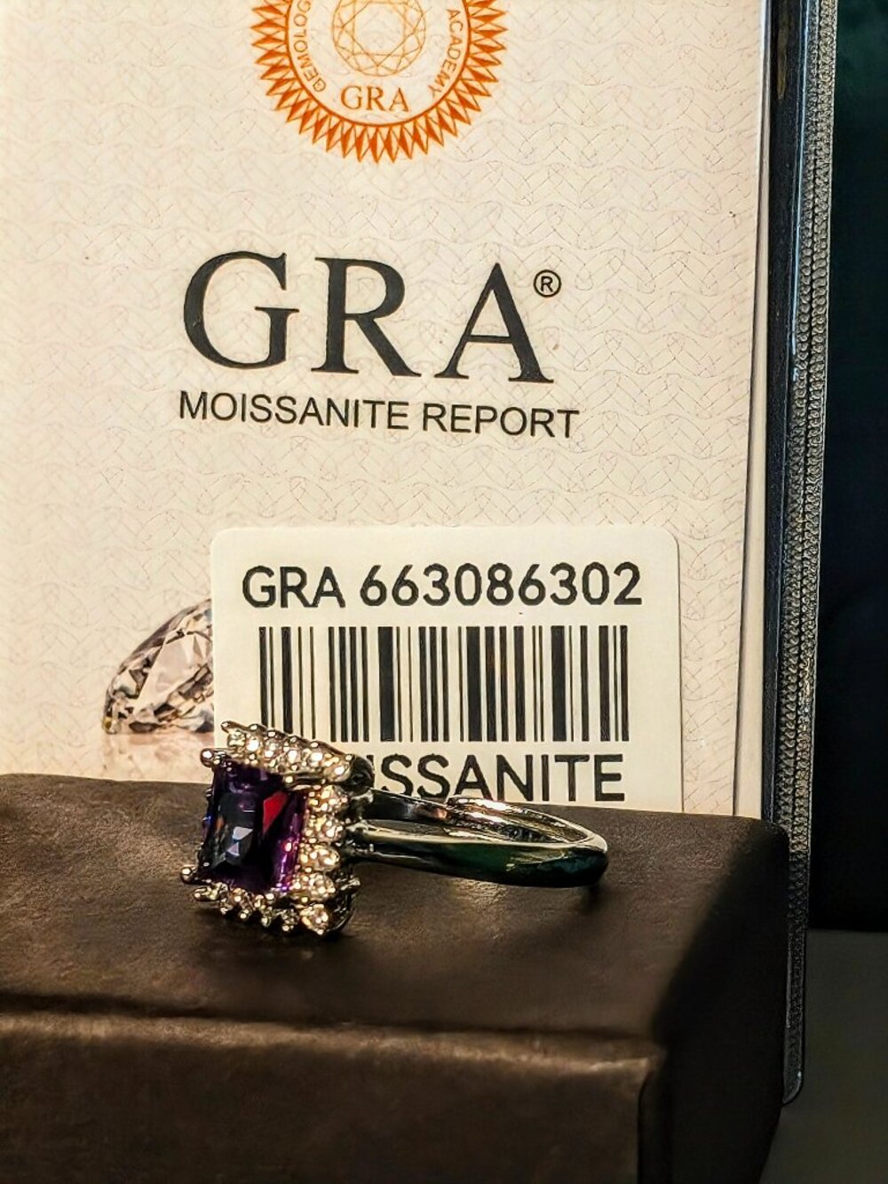 NWT Purple Moissanite diamond Princess Cut Halo Ring 925 sterling silver